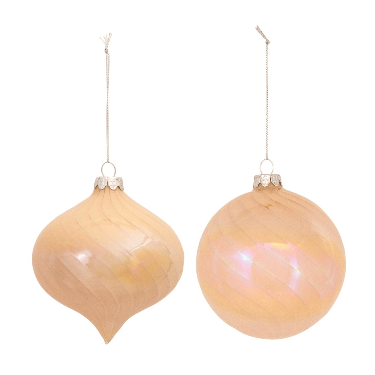 Melrose Pearl Finish Glass Christmas Ornaments - 5" (130mm) - Orange - 6ct